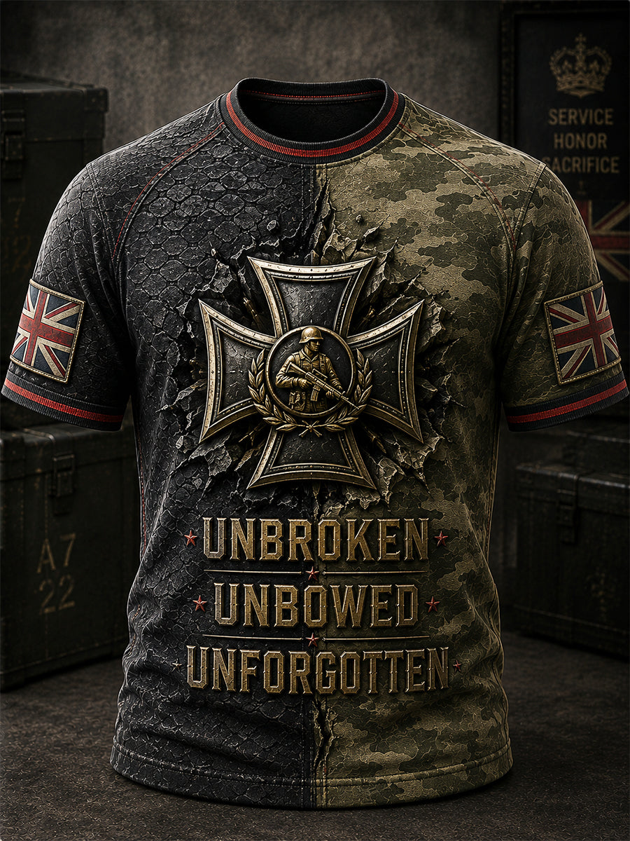 Men's Retro Veterans' Memorial Print Short-Sleeve T-Shirt