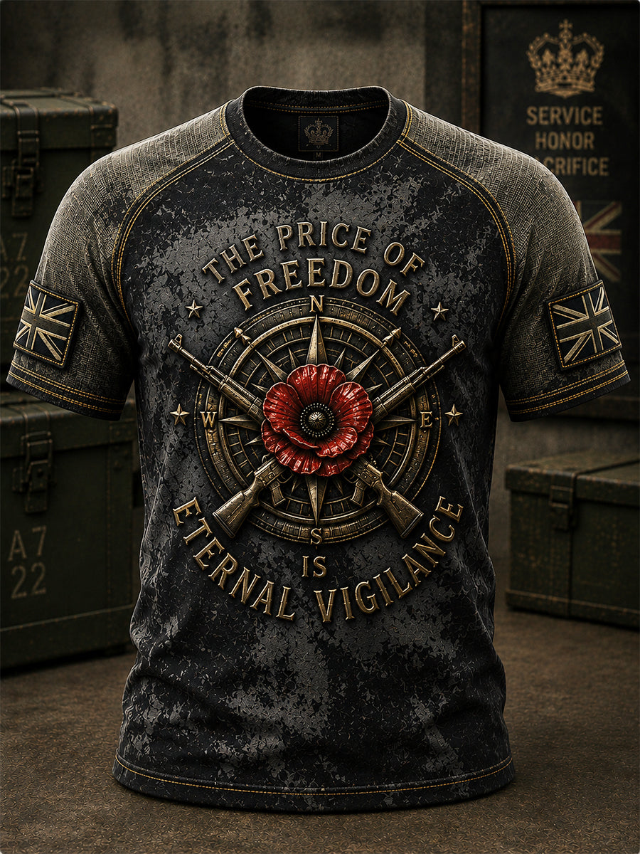 Men's Retro Veterans' Memorial Print Short-Sleeve T-Shirt