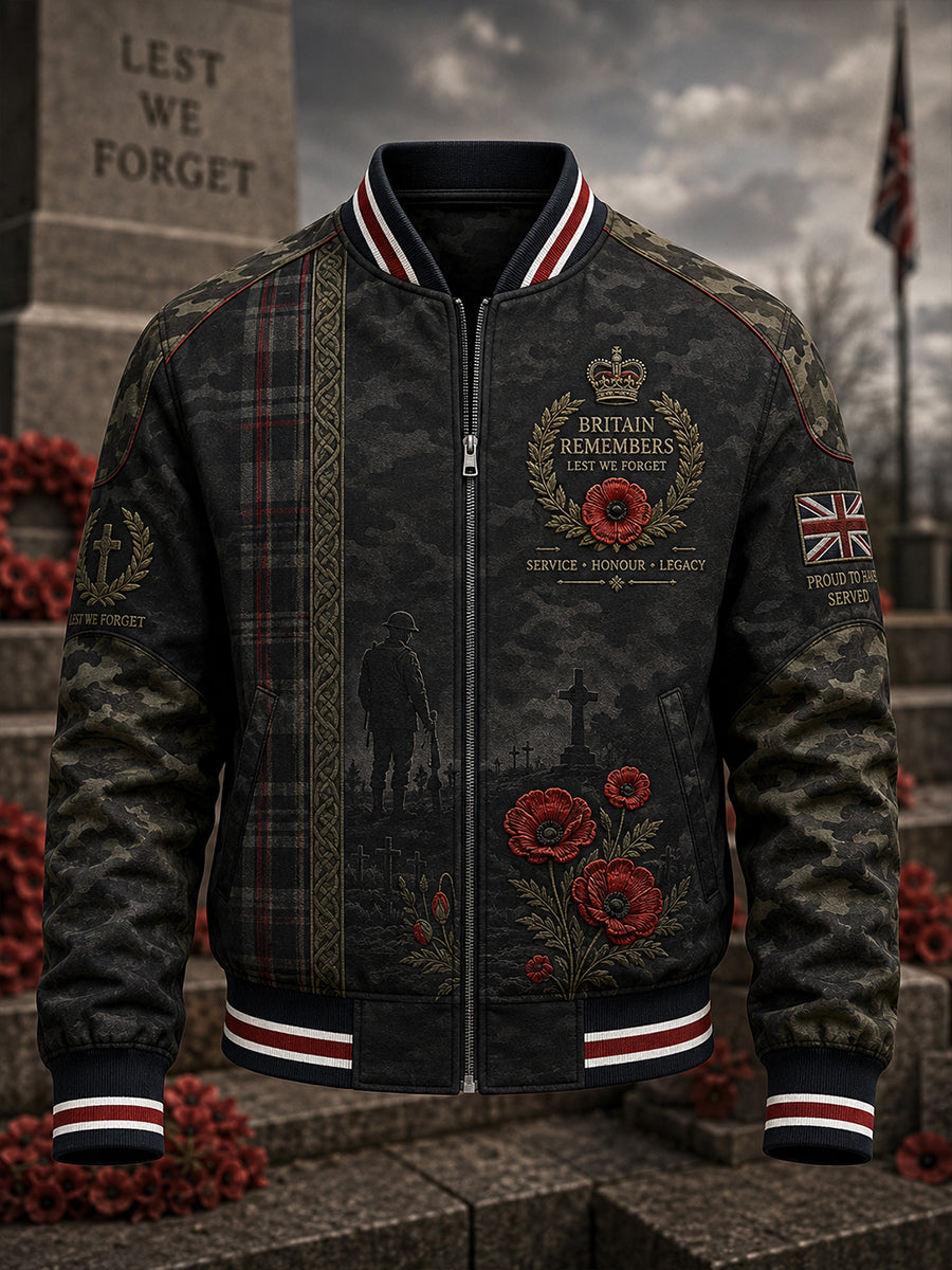 Men's Long-Sleeve Jacket With Veteran Memorial Graphic Print