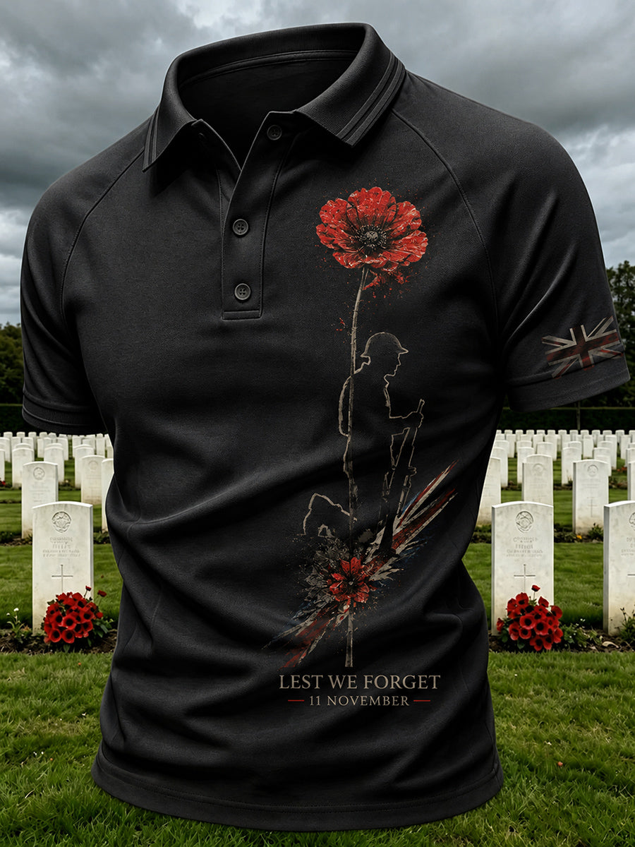 Men's British Rememberance Day-Themed Printed Polo Shirt