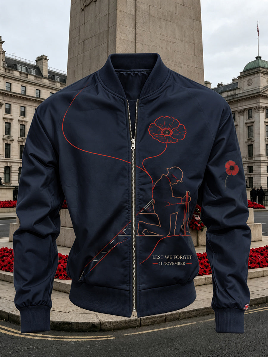 Men's British Rememberance Day-Themed Printed Jacket