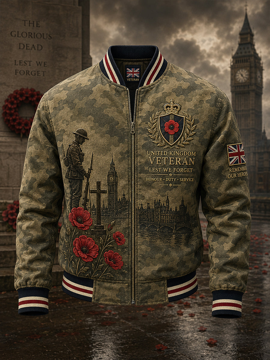 Men's Long-Sleeve Jacket With Veteran Memorial Graphic Print