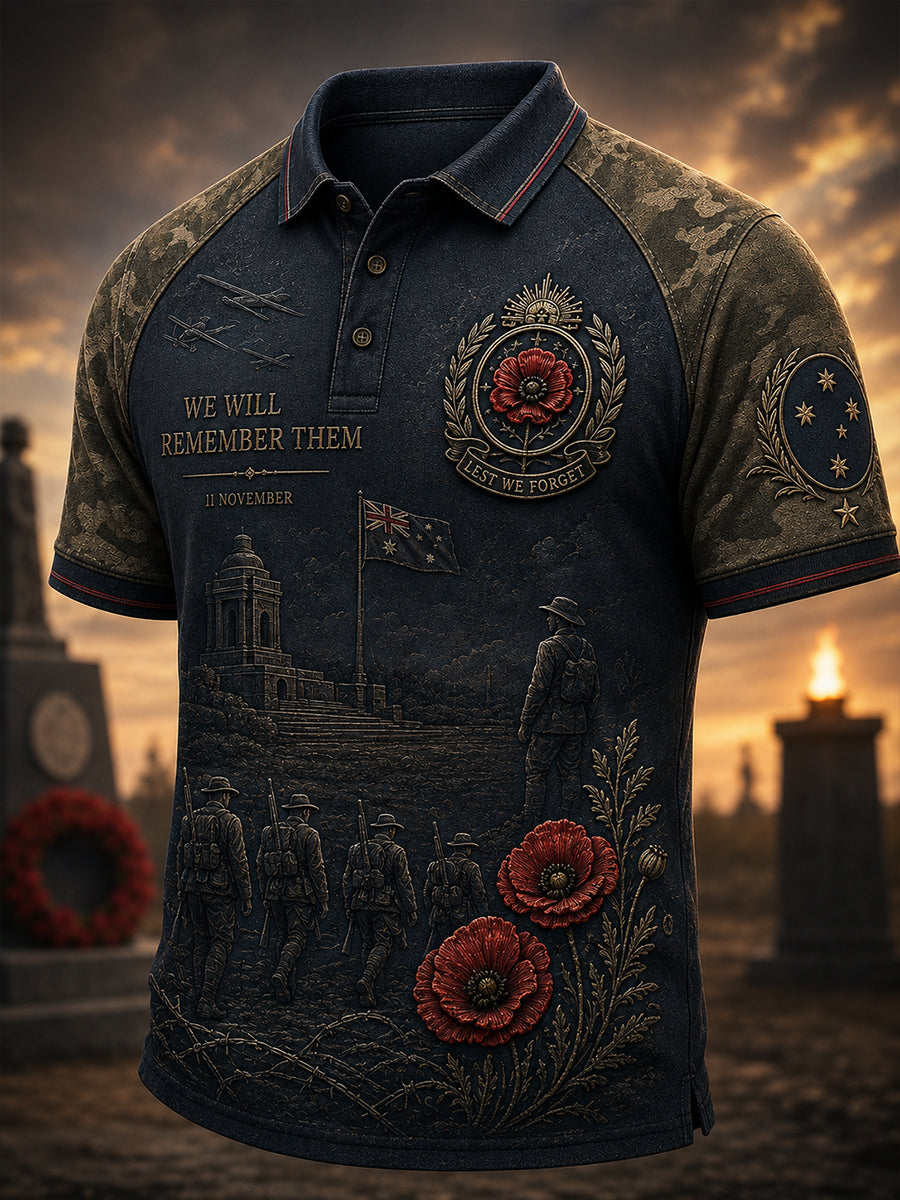 Men's Australia Remembrance Day Art Print Polo Shirt