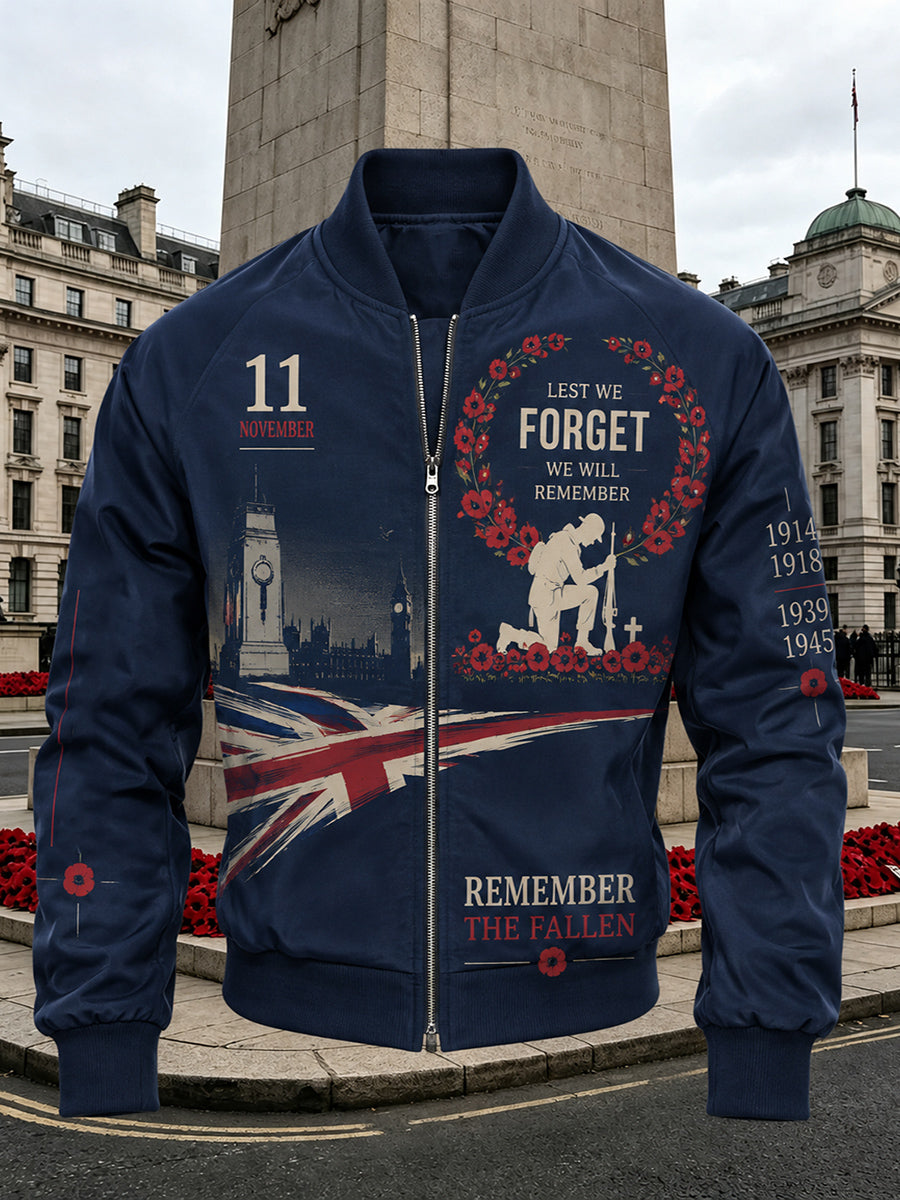 Men's British Rememberance Day-Themed Printed Jacket