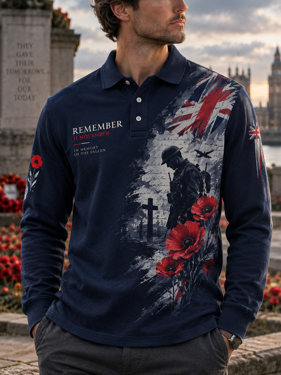 Men's British Remembrance Day Patterned Polo Shirt