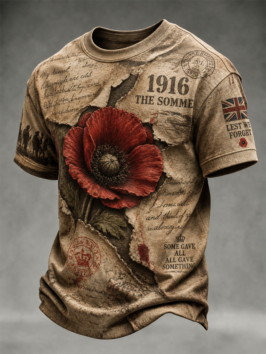 Men's Remembrance Day THE SOMME 110 YEARS Print Short-Sleeve T-Shirt