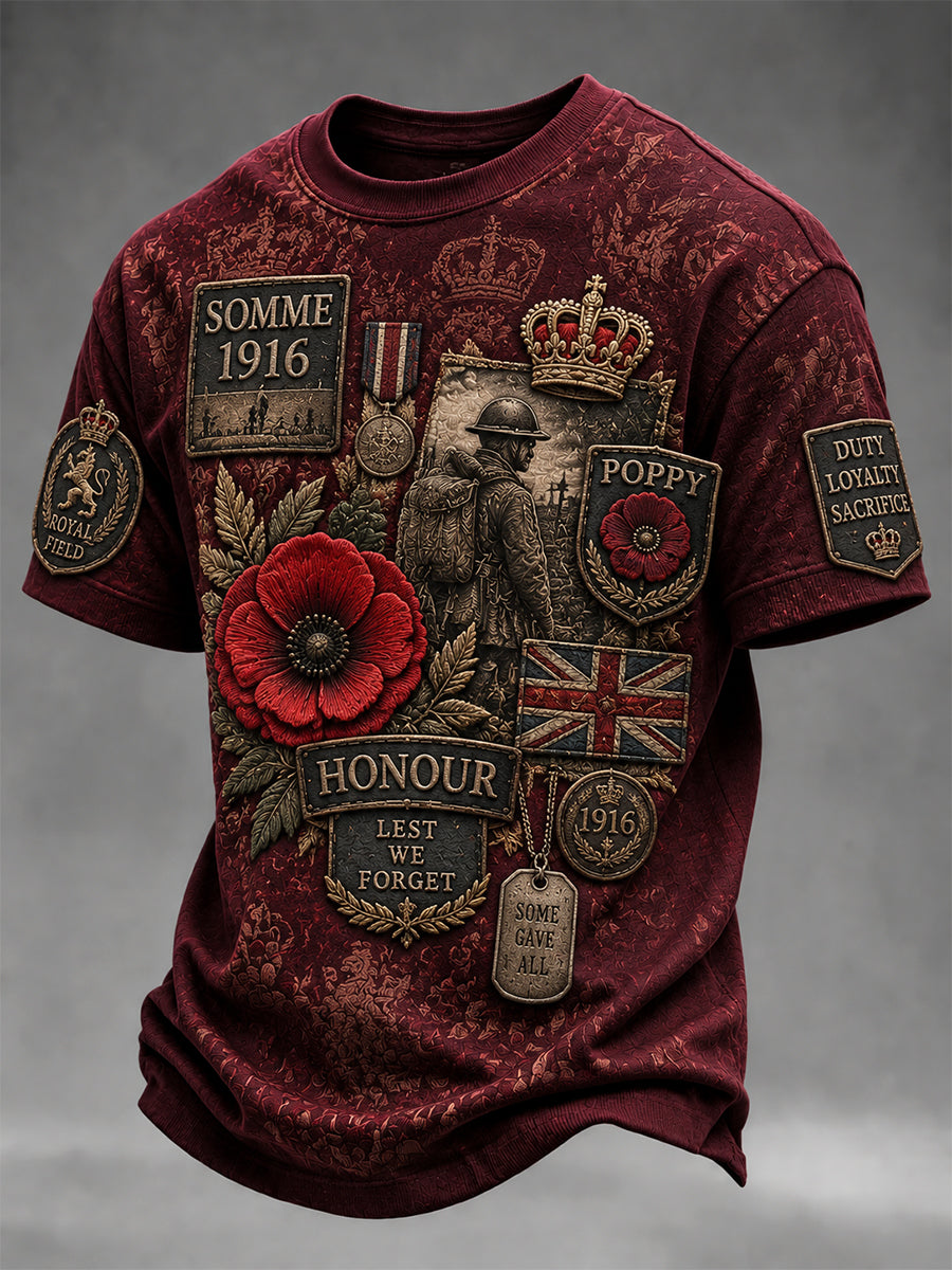 Men's Remembrance Day THE SOMME 110 YEARS Print Short-Sleeve T-Shirt