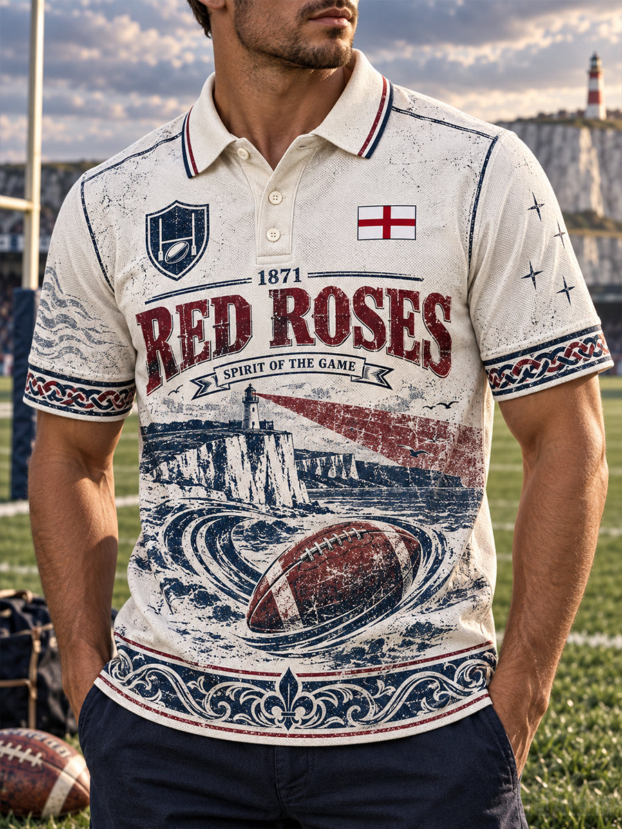 Men's England Rugby Short-Sleeve Polo Shirt