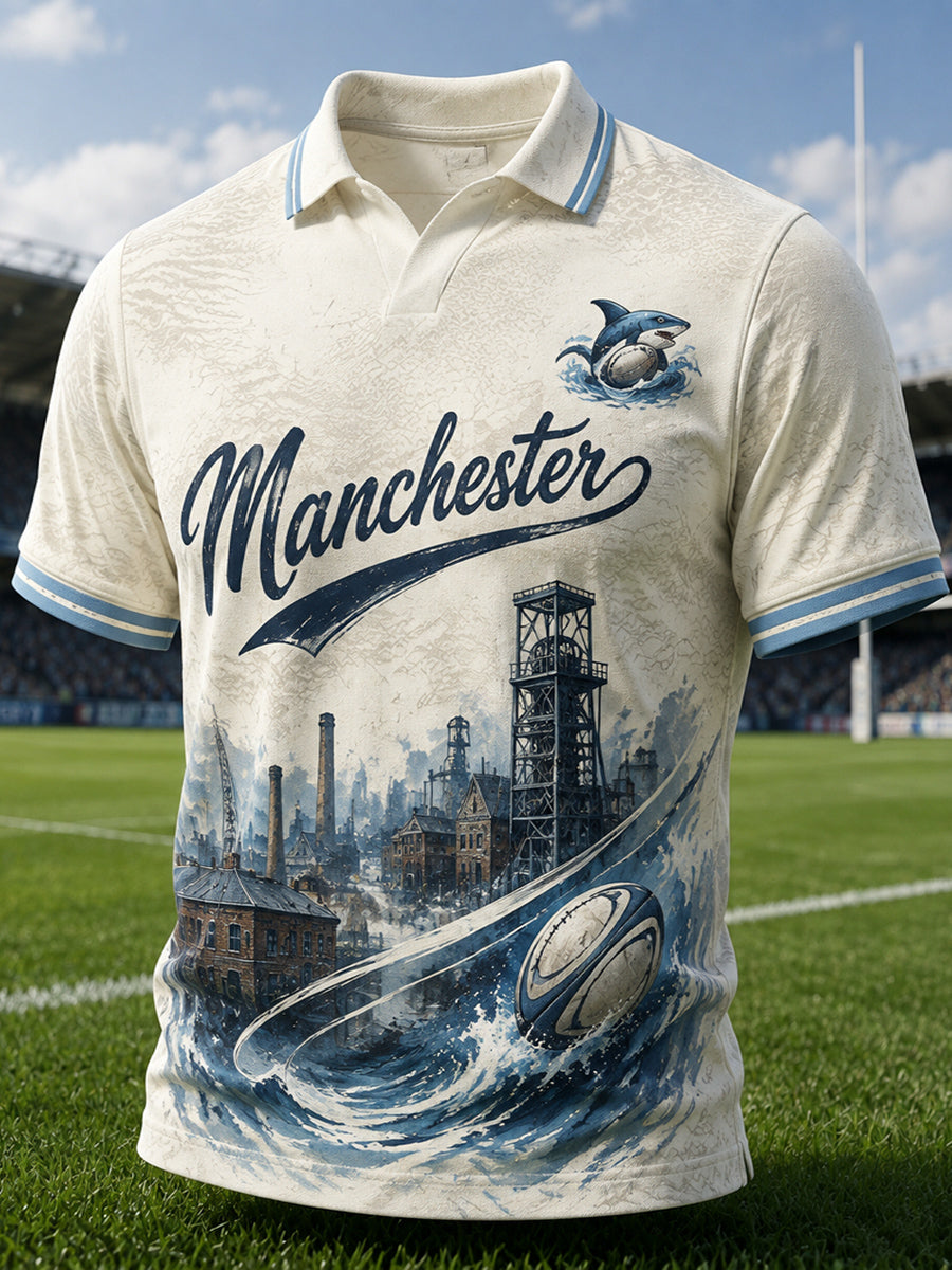 Men's England Rugby Manchester Theme Printed T-shirt
