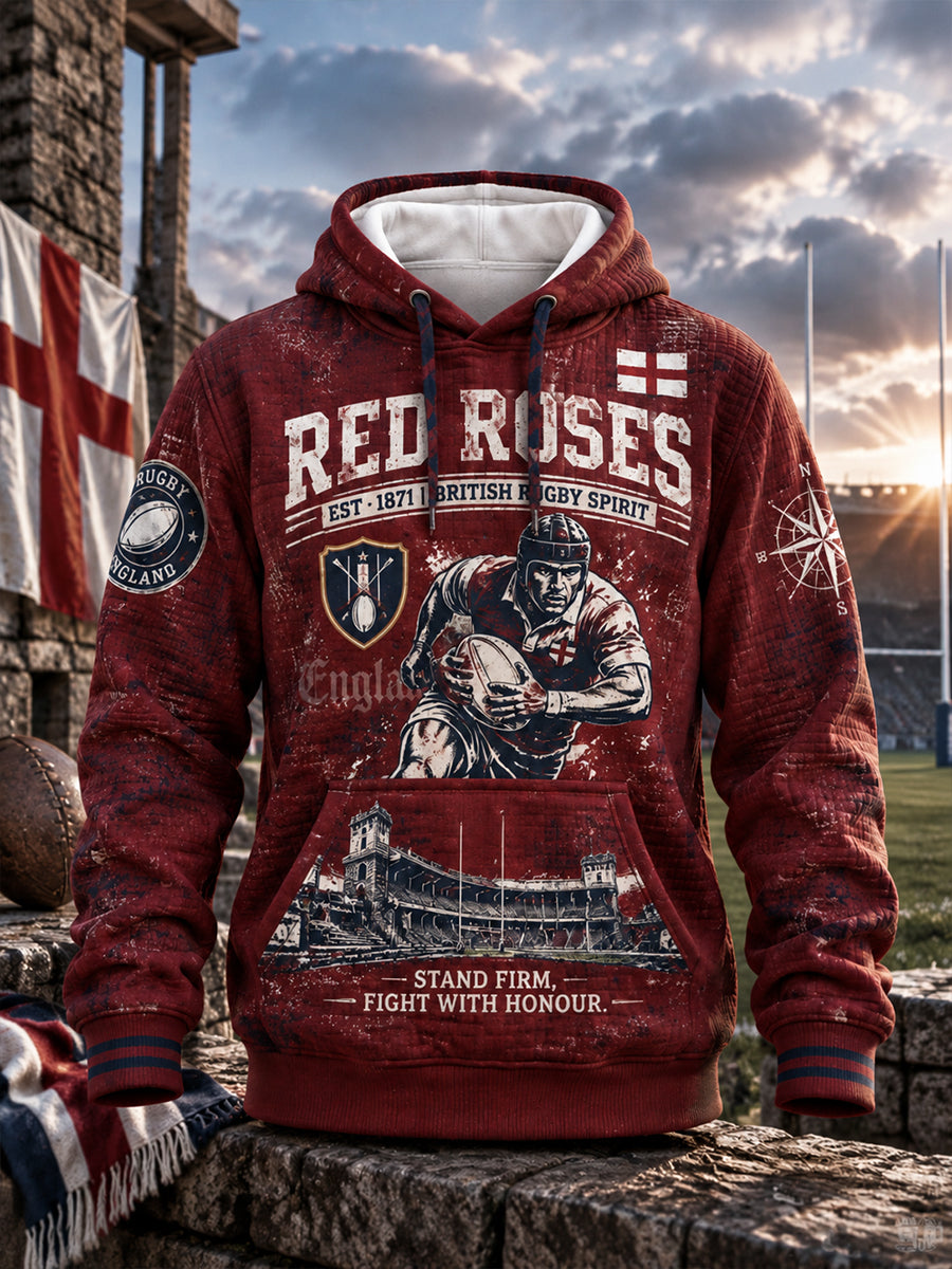 Men's England Rugby Waffle Long-Sleeve Hoodie