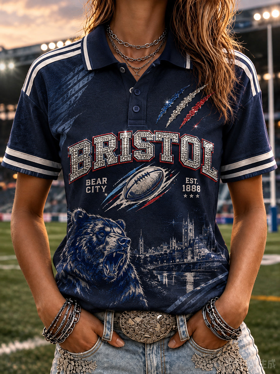 Women's England Rugby Bristol Printed Polo T-shirt
