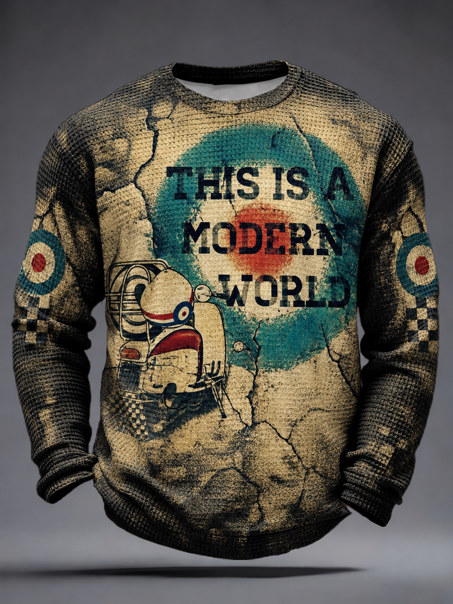 Men's Mods Culture UK Music Lover Printed Waffle Long Sleeve T-Shirt