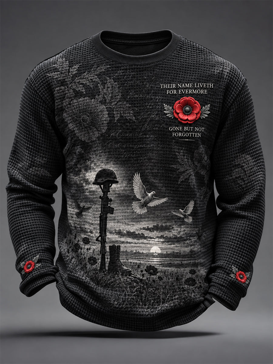 Men's Remembrance Day Lest We Forget Long-Sleeve Waffle Top