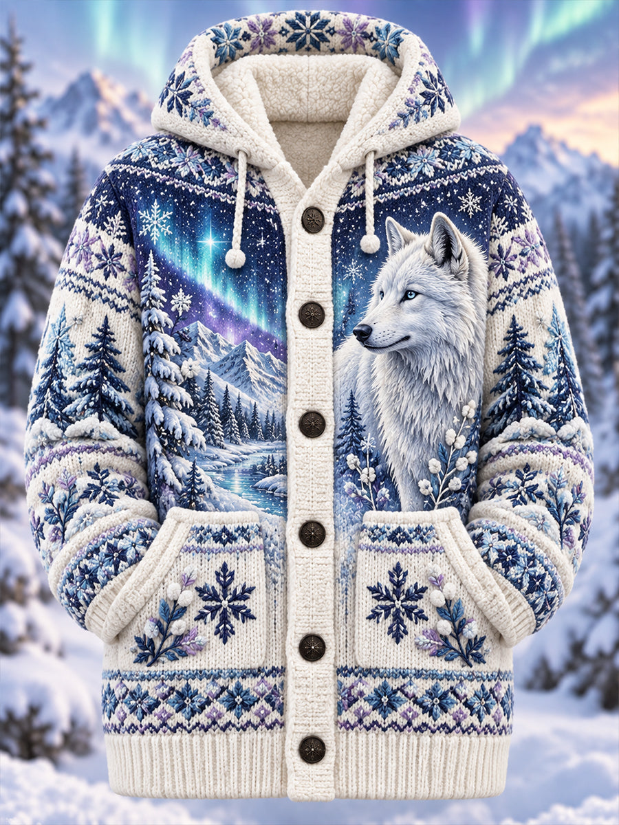 Women's Nordic Animal-Pattern Mid-Length Hooded Jacket