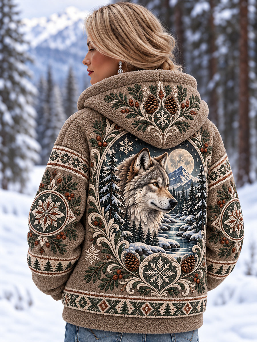 Women's Nordic Animal-Pattern Flannel Coat
