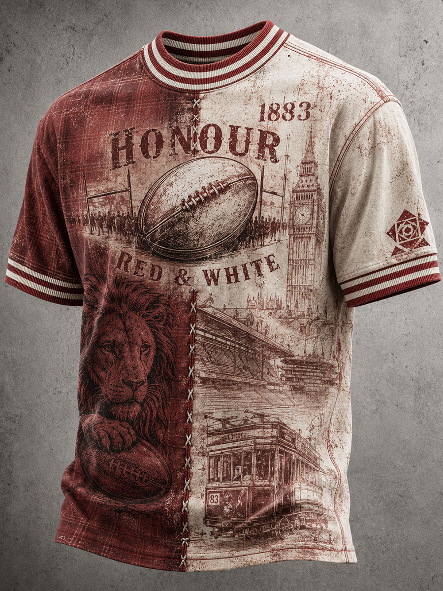Men's Fun Portugal Football Print Round-neck T-shirt