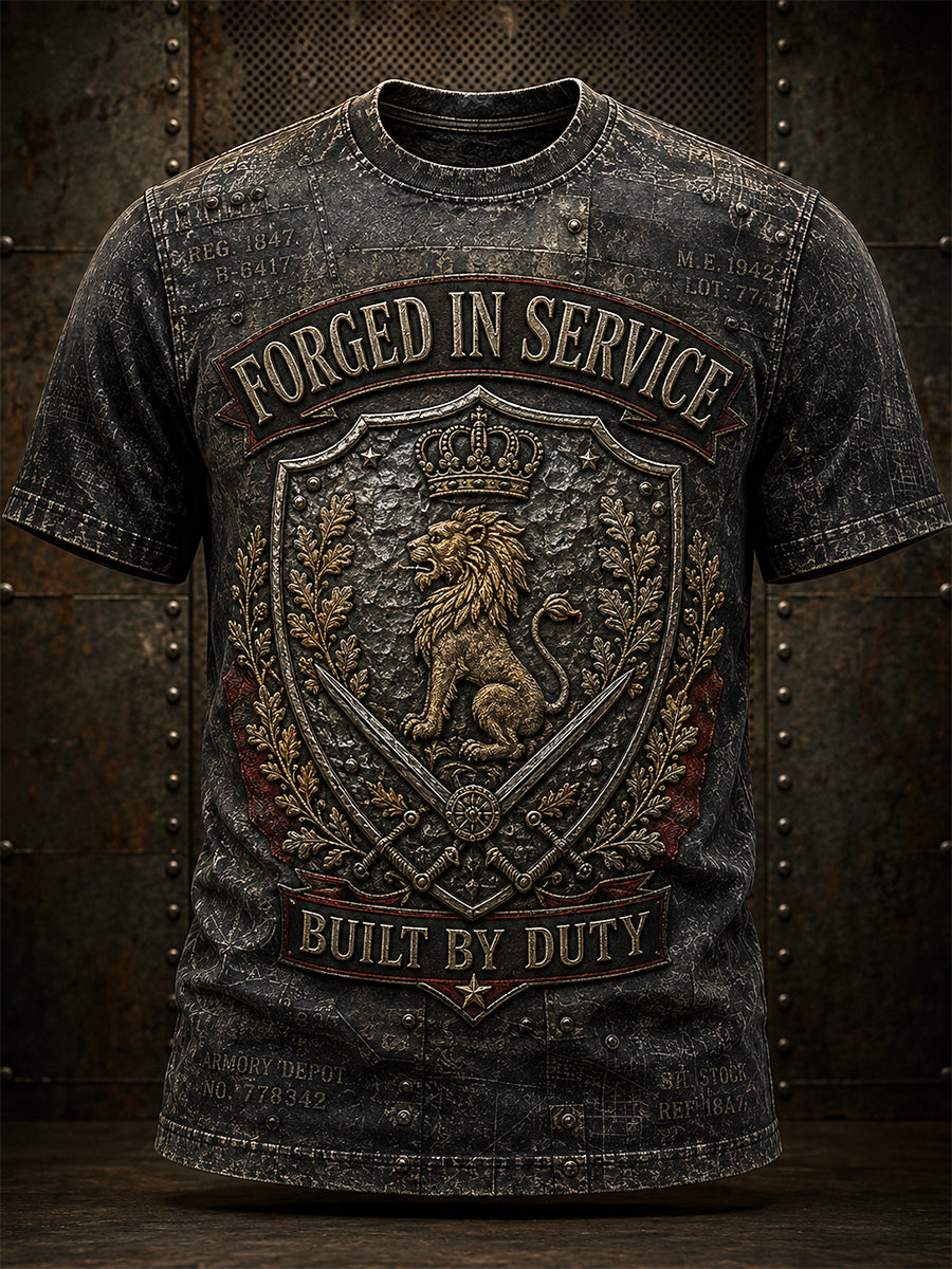 Men's Retro Veterans' Memorial Print Short-Sleeve T-Shirt