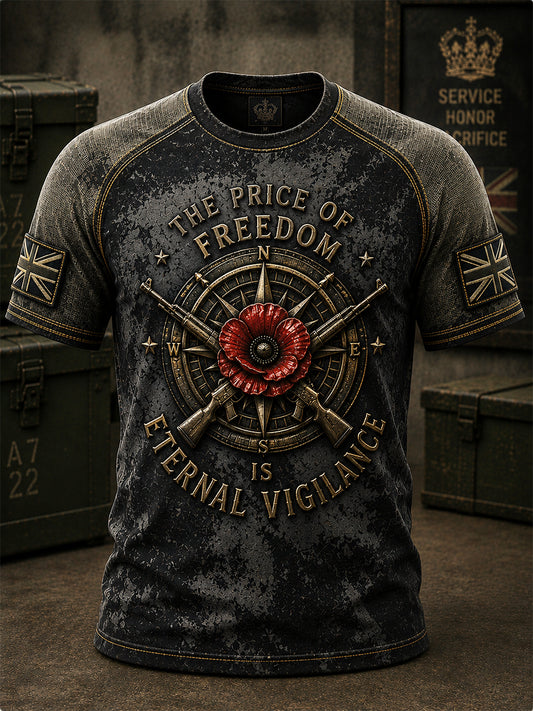 Men's Retro Veterans' Memorial Print Short-Sleeve T-Shirt