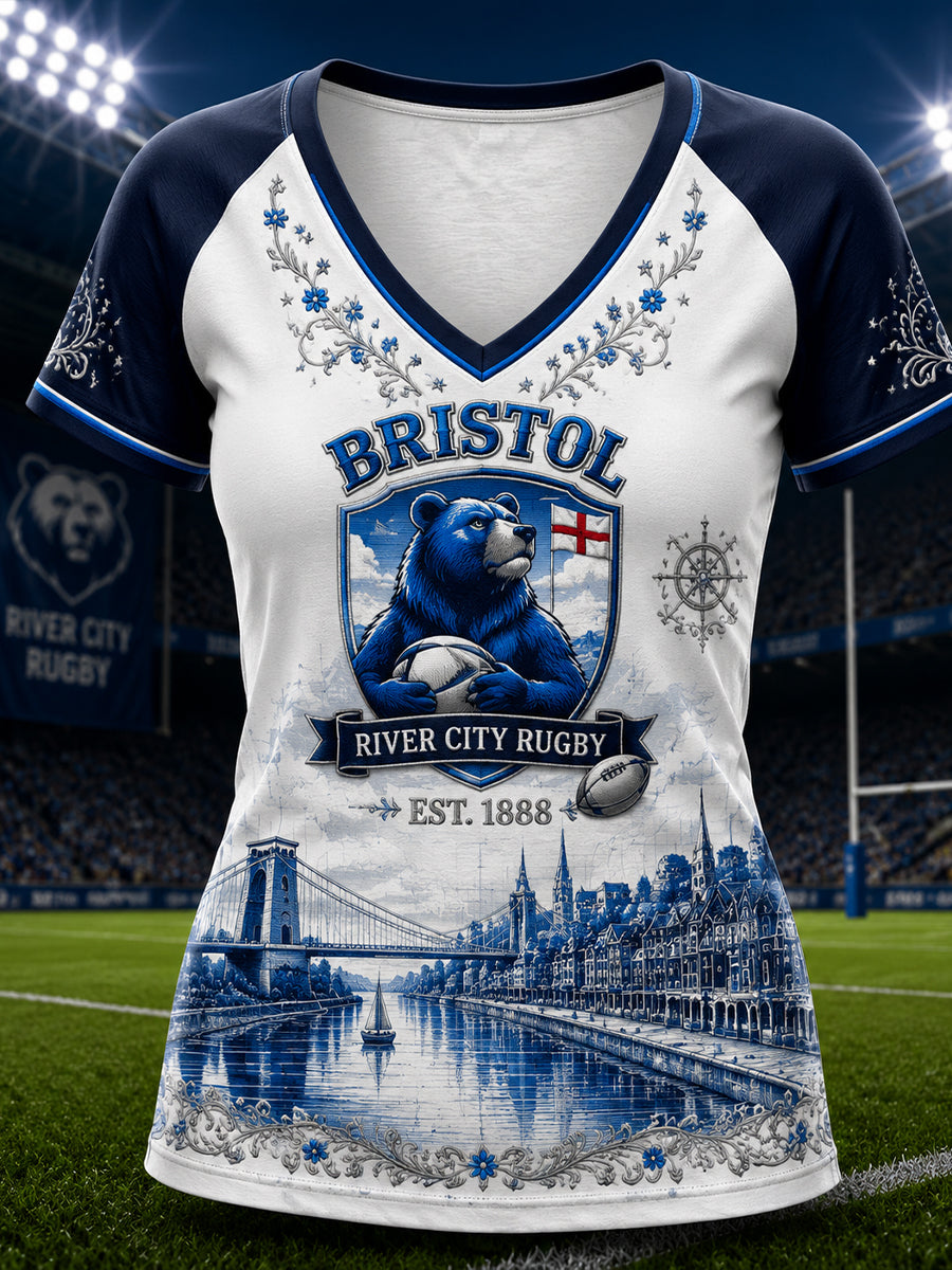 Women's UK Bristol Bears V-Neck Short Sleeve T-Shirt