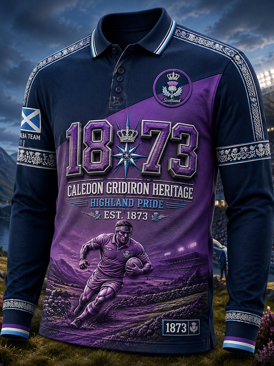 Men's Scotland Rugby Long-Sleeve Polo Shirt