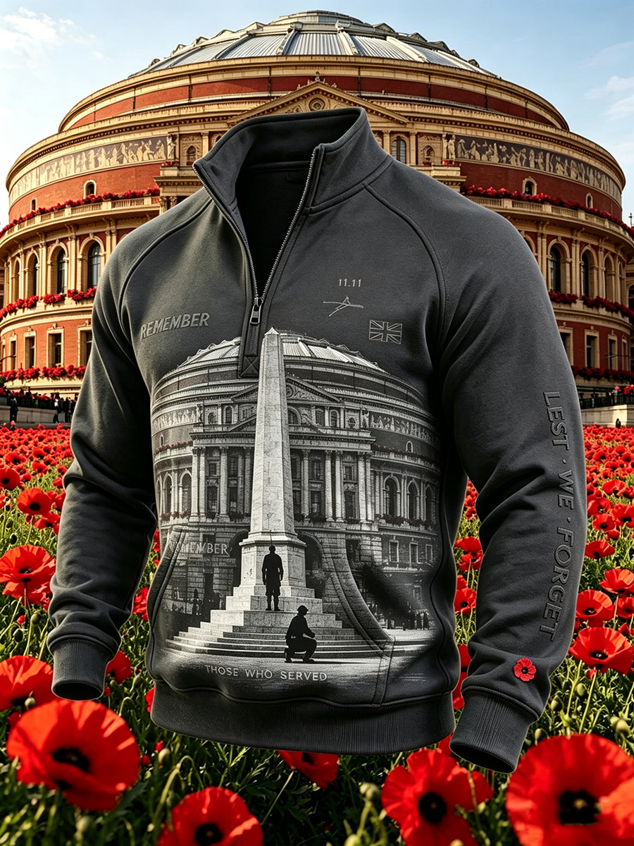 Men's British Remembrance Day Element Printed Hoodie
