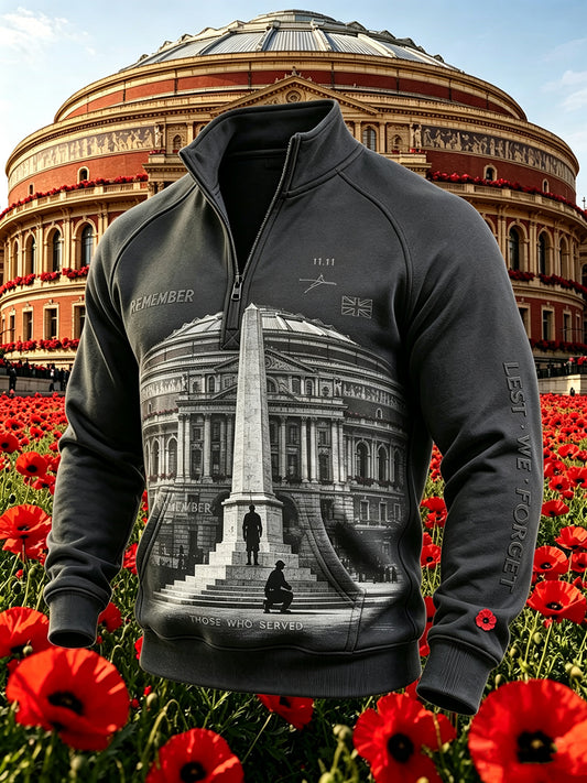 Men's British Remembrance Day Element Printed Hoodie