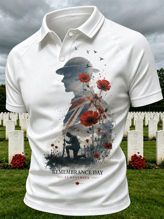 Men's British Rememberance Day-Themed Printed  Polo Shirt