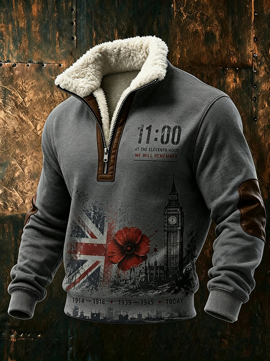 Men's Nostalgic Remembrance Day Patterned Sweatshirt