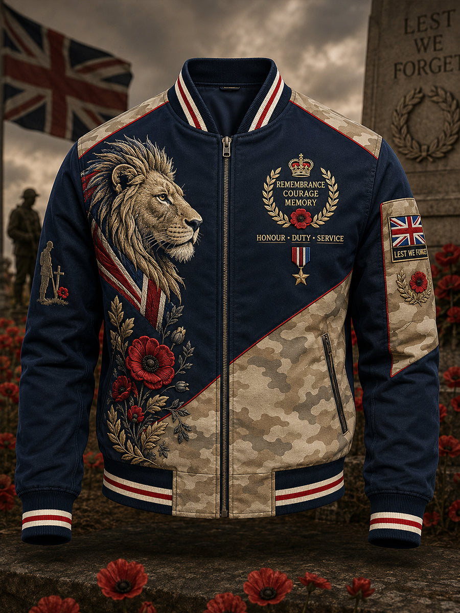 Men's Long-Sleeve Jacket With Veteran Memorial Graphic Print