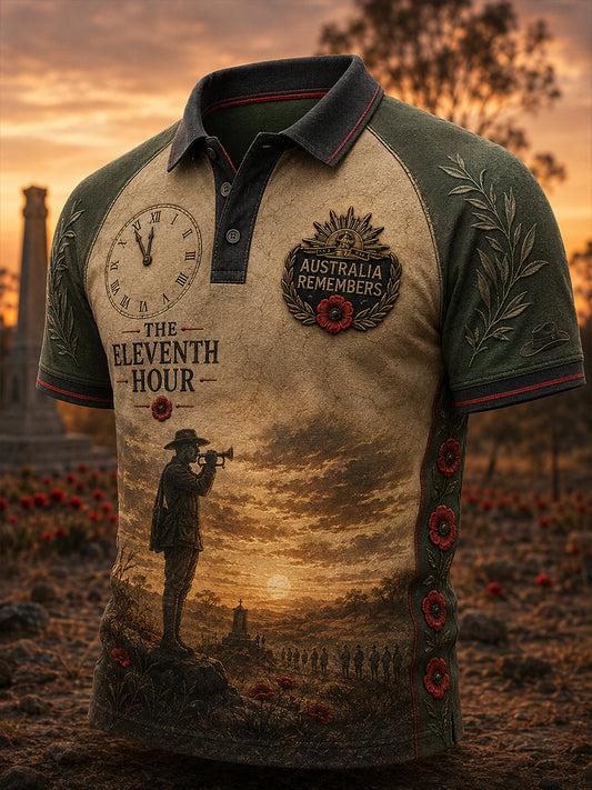 Men's Australia Remembrance Day  Print Polo Shirt