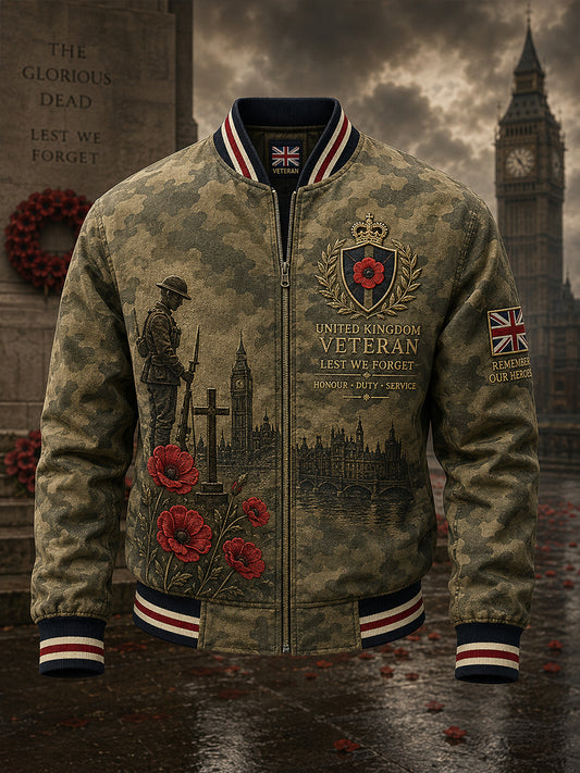 Men's Long-Sleeve Jacket With Veteran Memorial Graphic Print