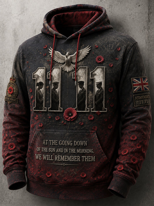 Men's Remembrance Day Printed Long-Sleeve Hoodie