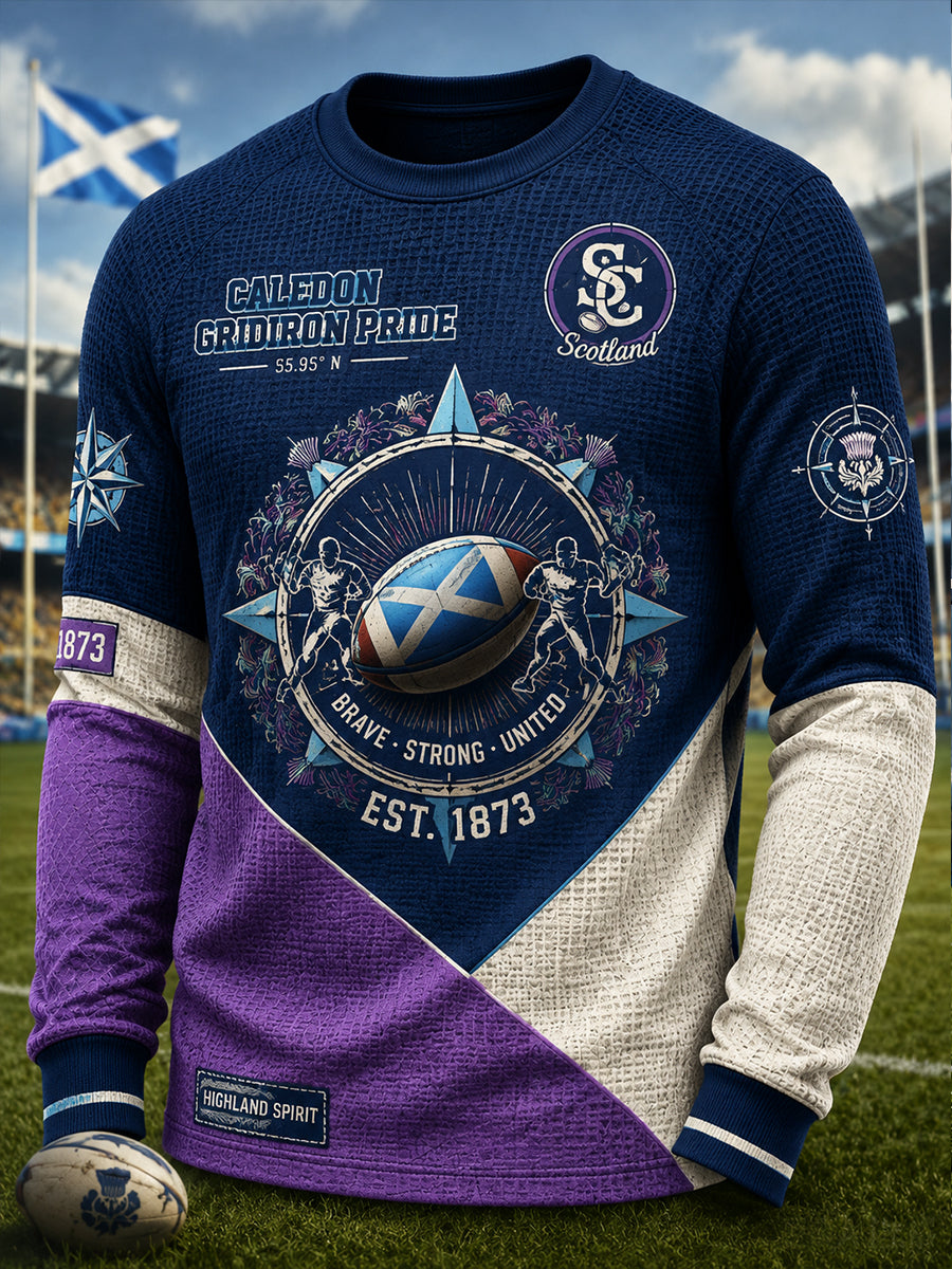 Men's UK Scotland Rugby Waffle Long-Sleeve Sweatshirt