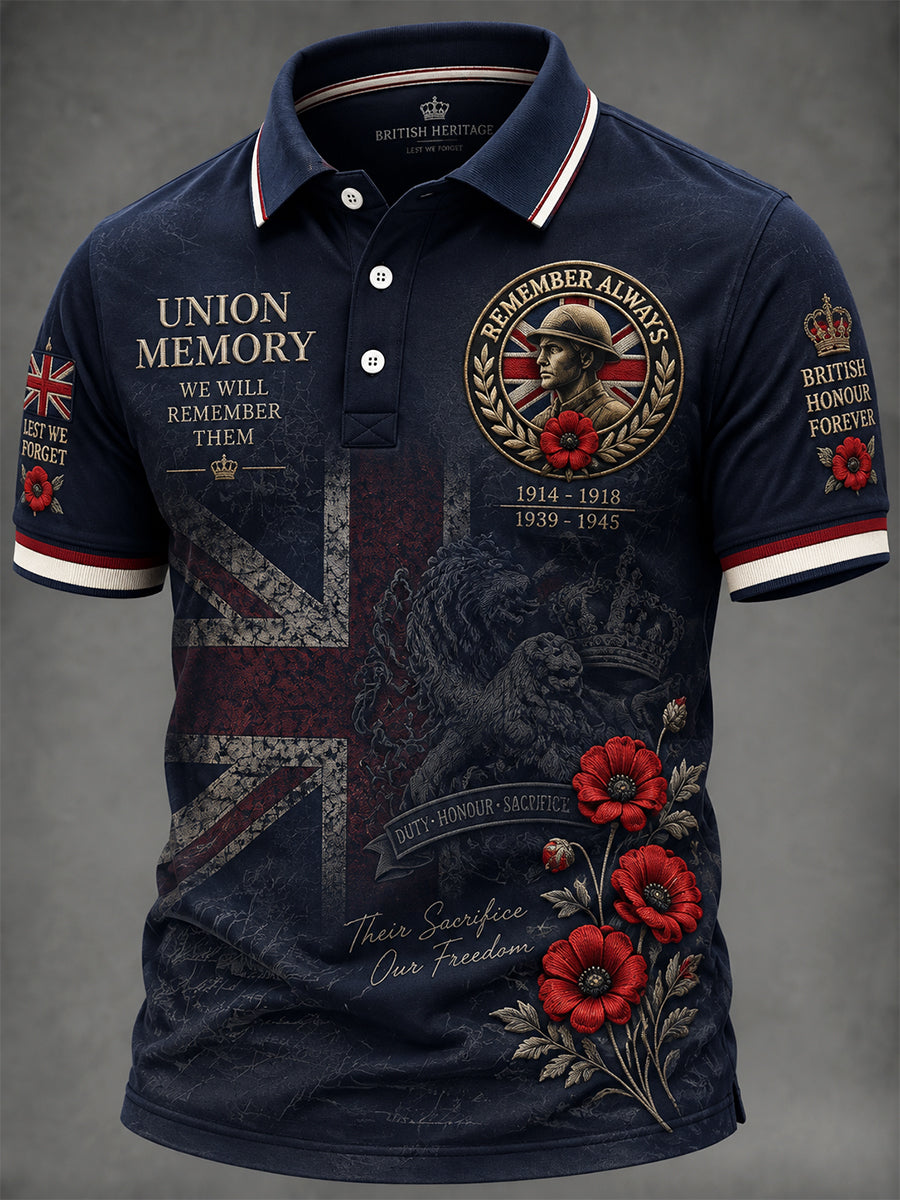 Men's Remembrance Day Print Polo Shirt