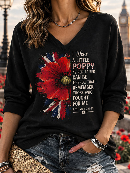 Women's British Remembrance Day Patterned T-shirt