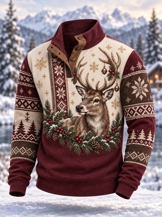 Men's Nordic Forest Animals Long Sleeve T-Shirt