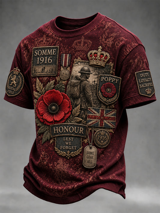 Men's Remembrance Day THE SOMME 110 YEARS Print Short-Sleeve T-Shirt