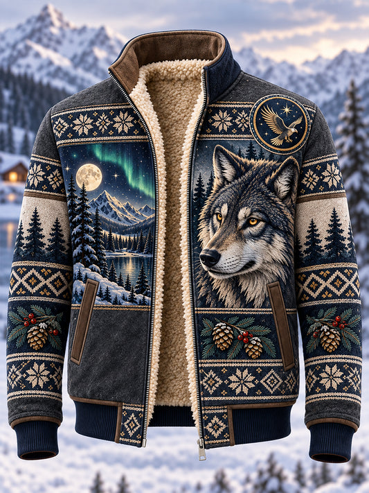 Men's Nordic Forest Animals Zip-Up Jacket