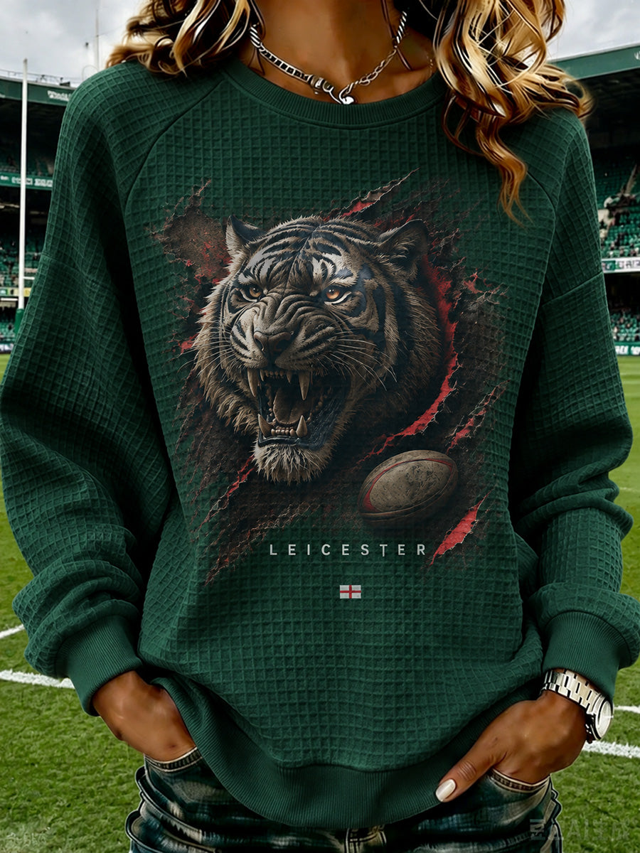 Women's England Rugby Leicester Tiger Theme Printed Sweatshirt