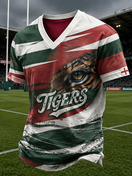 Men's England Rugby Leicester Tiger Theme Printed T-shirt