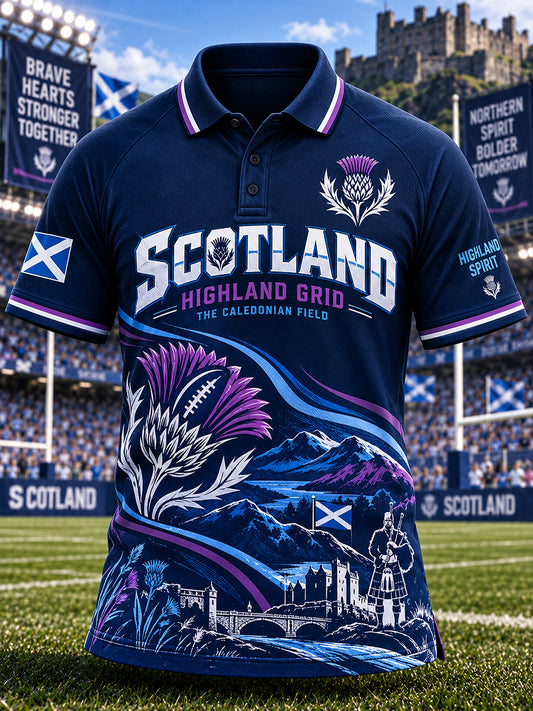 Men's UK Scotland Rugby Short-Sleeve Polo Shirt