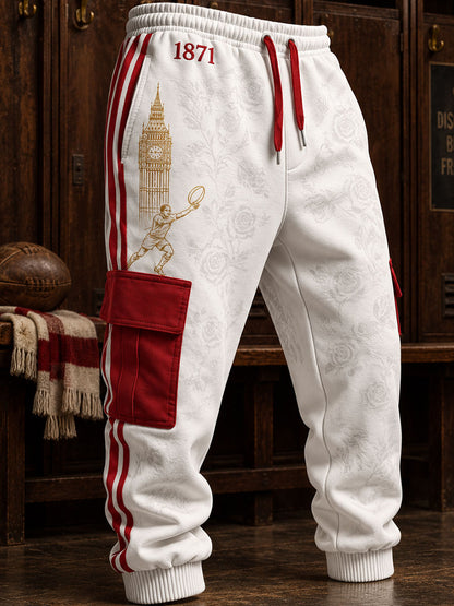 Men's England Rugby Print Casual Sportswear Pants