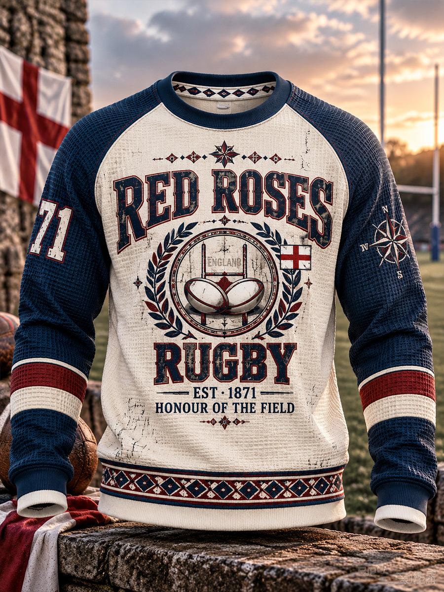 Men's England Rugby Waffle Long-Sleeve Sweatshirt