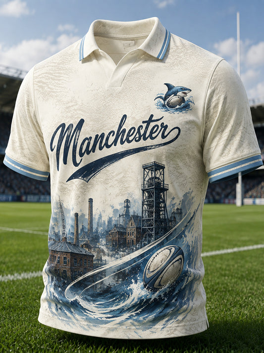 Men's England Rugby Manchester Theme Printed T-shirt
