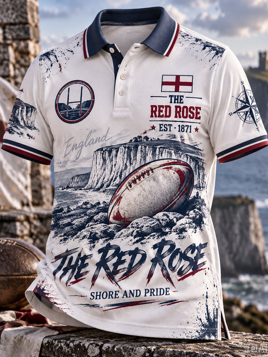 Men's England Rugby Short-Sleeve Polo Shirt