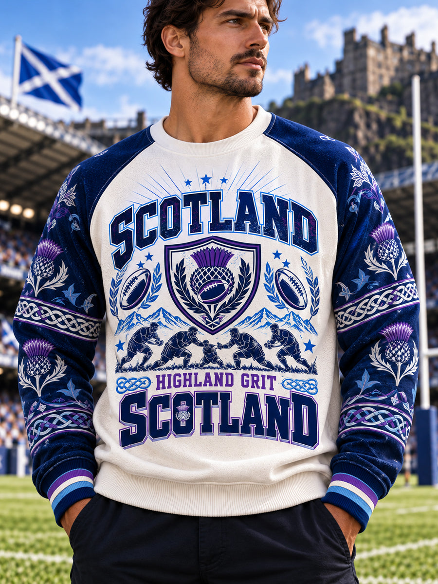 Men's UK Scotland Rugby Waffle Long-Sleeve Sweatshirt