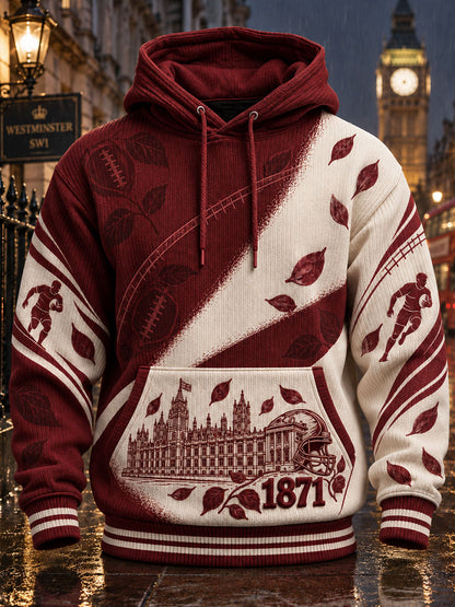 Men's England Rugby Design Pattern Hooded Sweatshirt