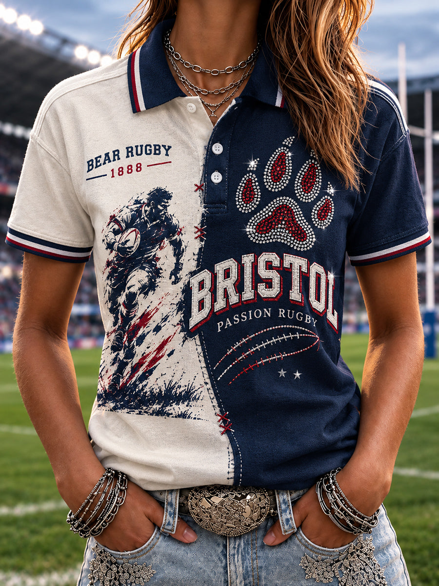 Women's England Rugby Bristol Printed Polo T-shirt