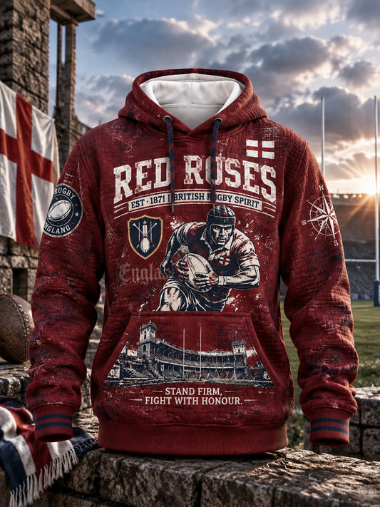 Men's England Rugby Waffle Long-Sleeve Hoodie