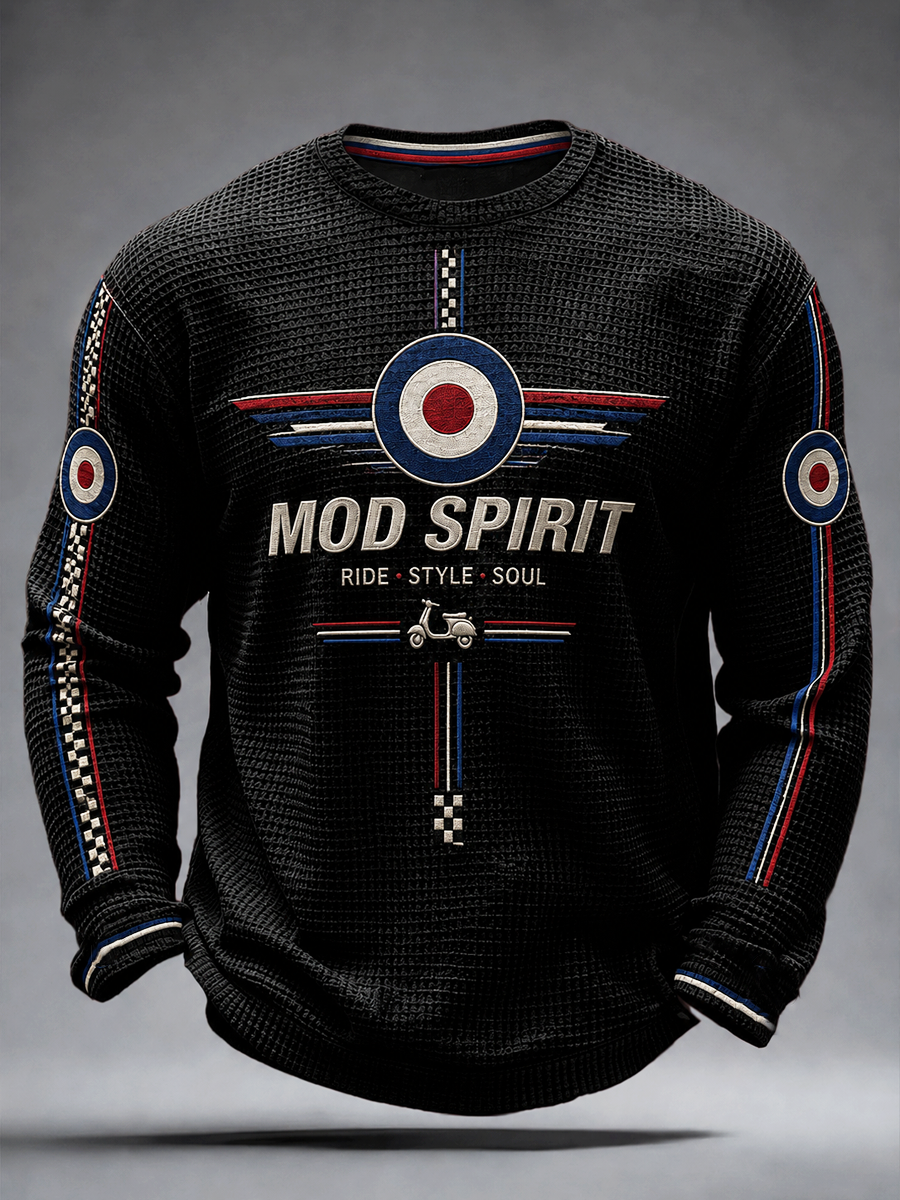 Men's Mods Culture UK Music Lover Printed Waffle Long Sleeve T-Shirt